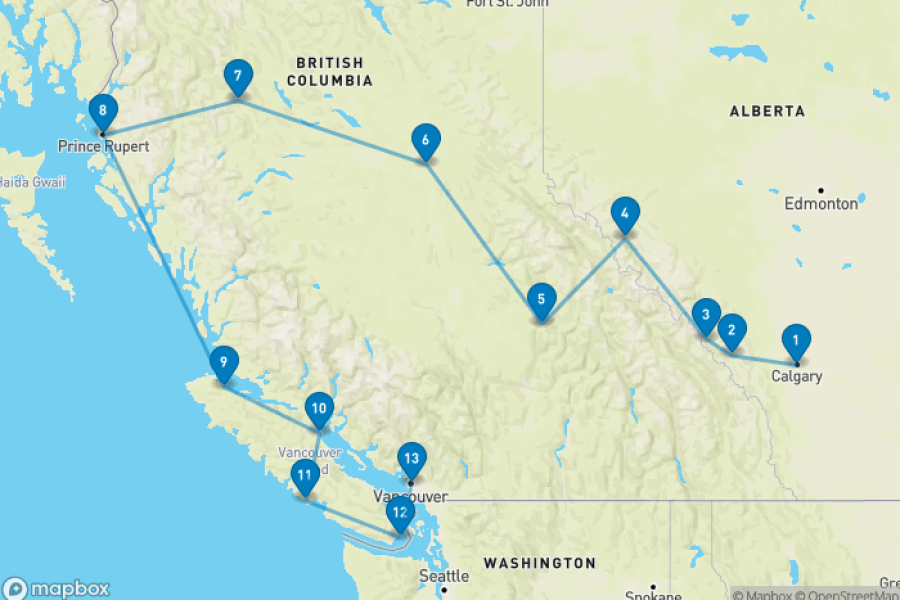 West-Canada: Rocky Mountains, Inside Passage en Vancouver Island